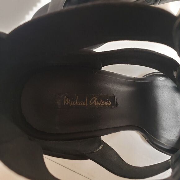 Michael Antonio Black Stiletto Open Toe Cutout Padded Beaded Shoe 7.5 PO G - Picture 10 of 14